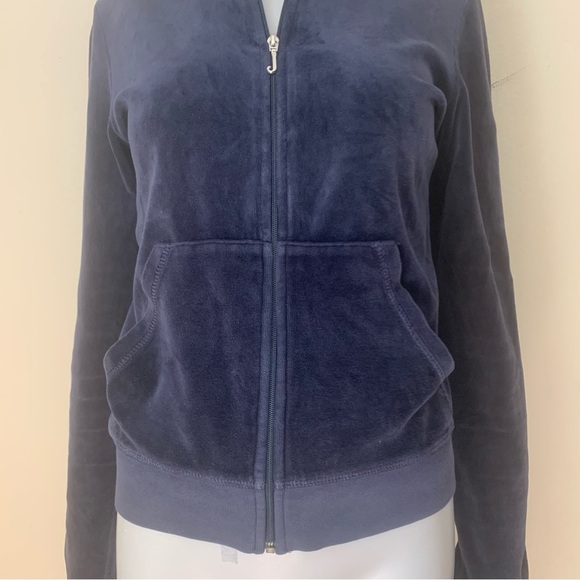 JUICY COUTURE Rare Vintage 2006 Velour Track Jacket Zip Up Navy Blue - Picture 8 of 16